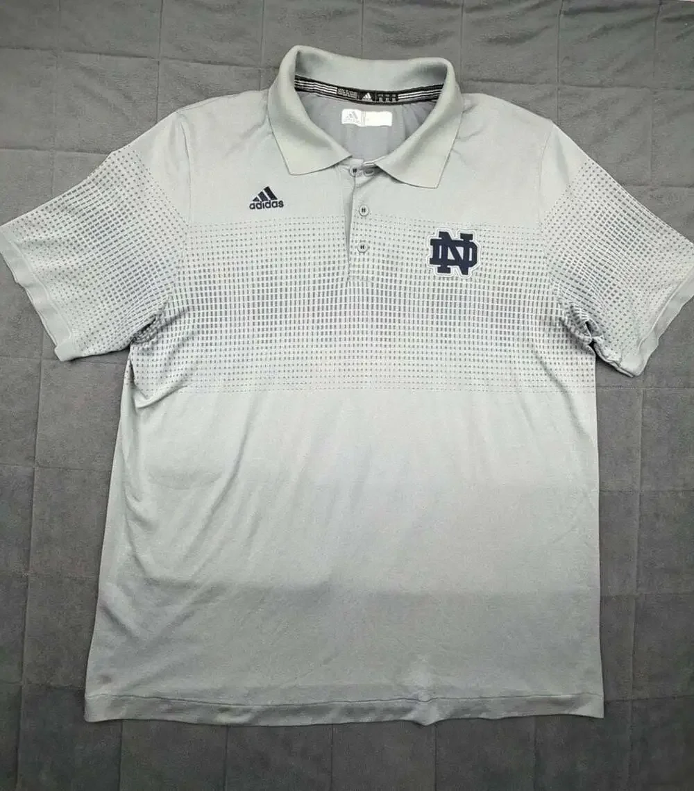 Adidas Notre Dame Fighting Irish Performance Polo Shirt Gray XL